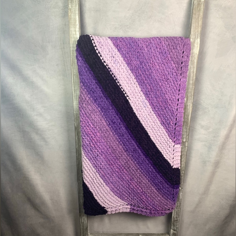 Handmade Purple Variegated Chenille Throw